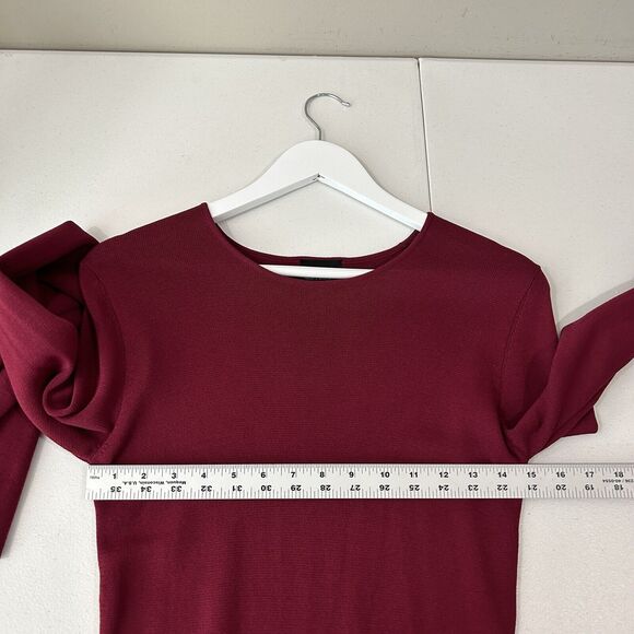Bardot Arabella Sweater Dress Womens Medium Burgendy Bell Sleeve Holiday Preppy - Picture 7 of 15